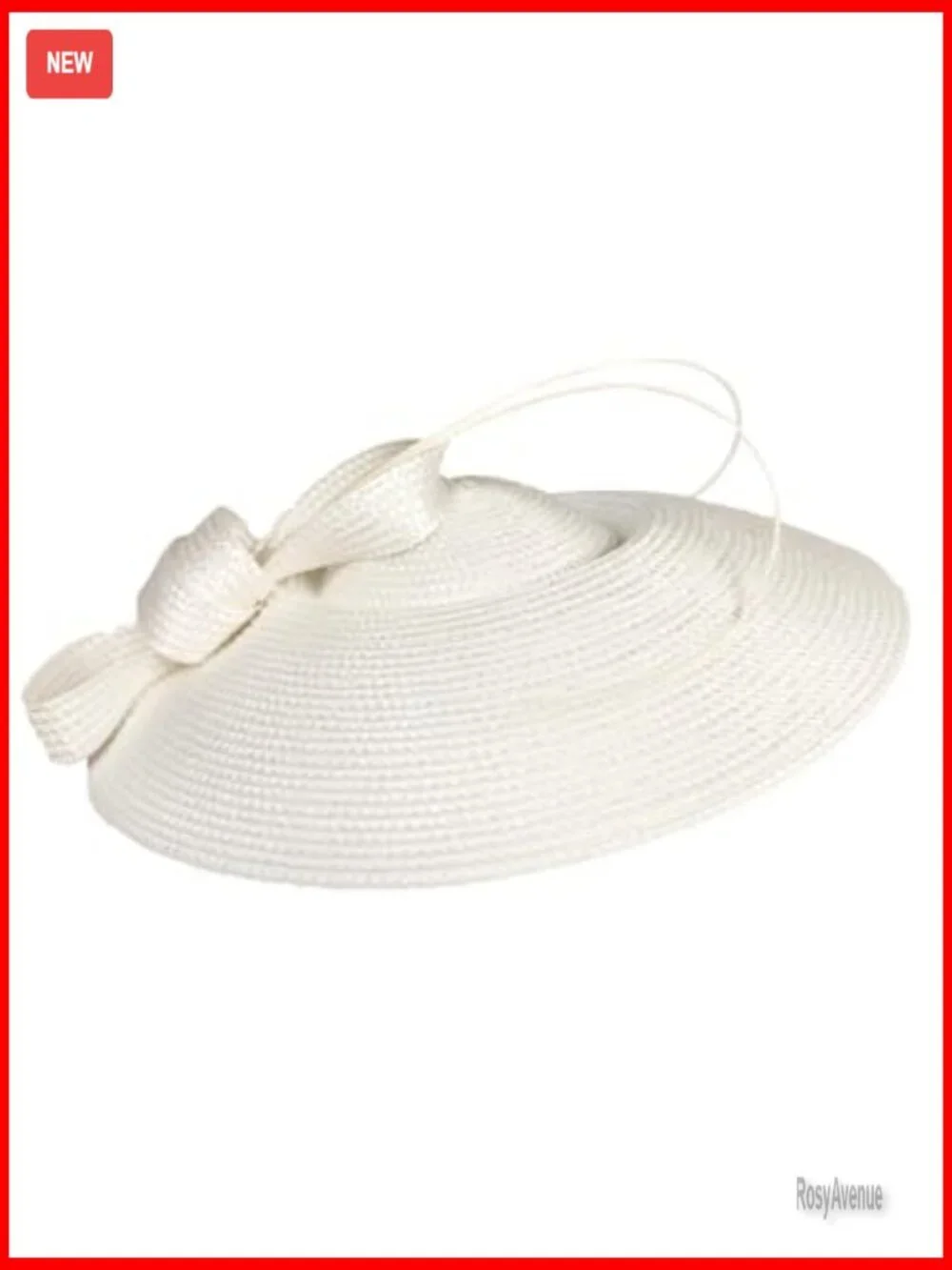 Straw Derby Hat with Feather Fascinator for Weddings & Parties